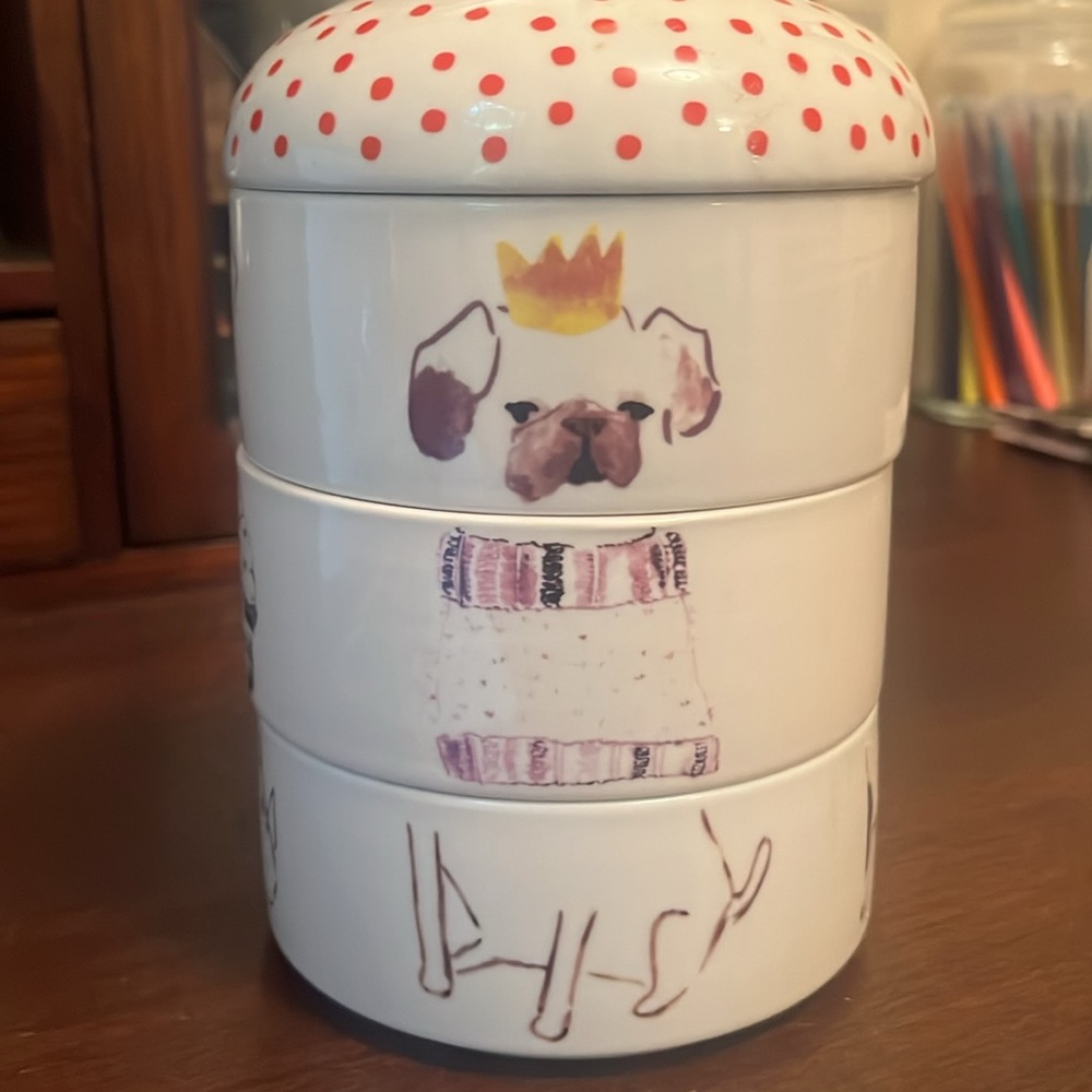 Anthropologie Dog 3 PIECE STACKABLE  SET - Picture 4 of 4